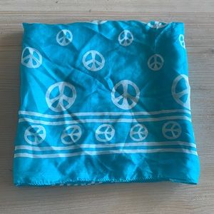 Raj Teal Peace Sign Silk Square Scarf